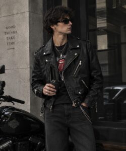 Chrome Hearts biker jacket with lip and tongue motif